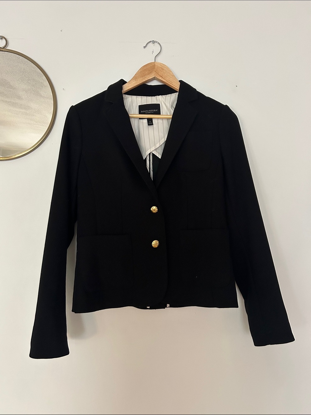 Banana Republic Black Blazer with Gold-Tone Buttons